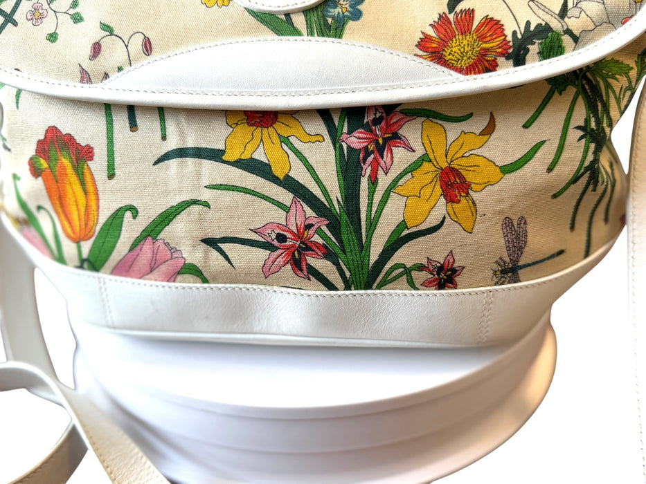Gucci Flora Canvas Crossbody Bag - Beige