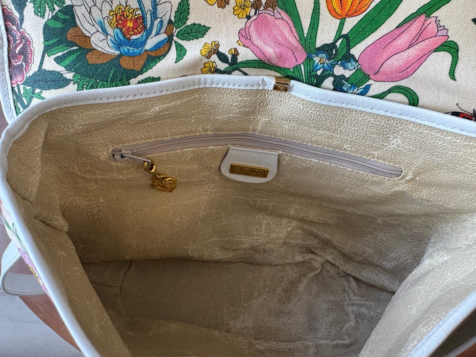 Gucci Flora Canvas Crossbody Bag - Beige