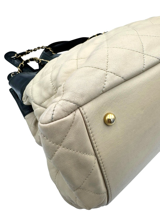 Chanel In The Mix Shopping Tote Beige & Black Quilted Leather Bag