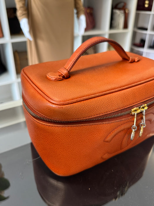 Chanel caviar vanity bag- orange
