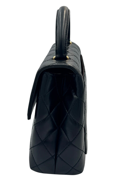 Chanel Vintage Kelly Black Lambskin Top Handle Bag | 24k Gold Plated Hardware