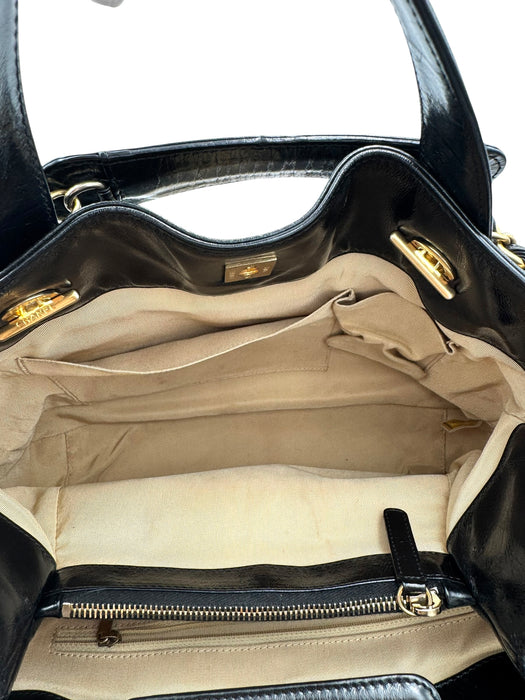 Chanel In The Mix Shopping Tote Beige & Black Quilted Leather Bag