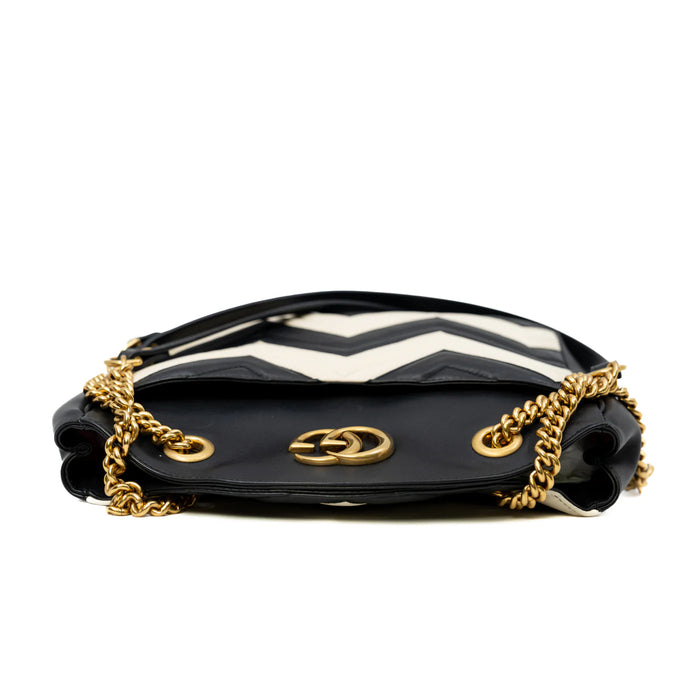 Gucci medium matellase GG Marmont black /white calfskin shoulder bag