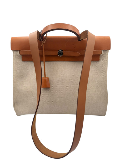 Hermès Herbag 39 Toile & Leather Shoulder Handbag – Beige / Brown