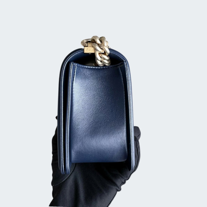 Chanel boy medium lambskin GHW- Blue