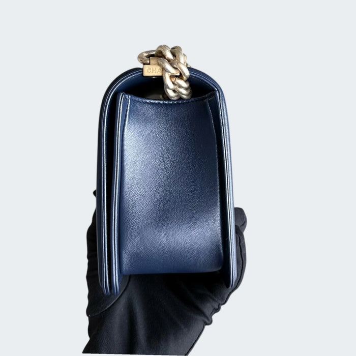 Chanel boy medium lambskin GHW- Blue