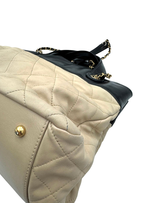 Chanel In The Mix Shopping Tote Beige & Black Quilted Leather Bag