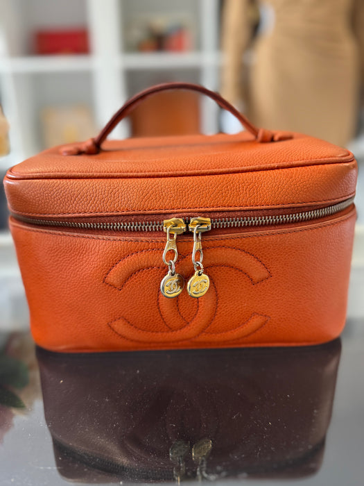 Chanel caviar vanity bag- orange