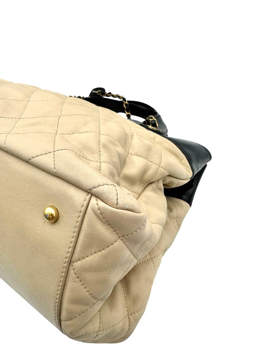 Chanel In The Mix Shopping Tote Beige & Black Quilted Leather Bag