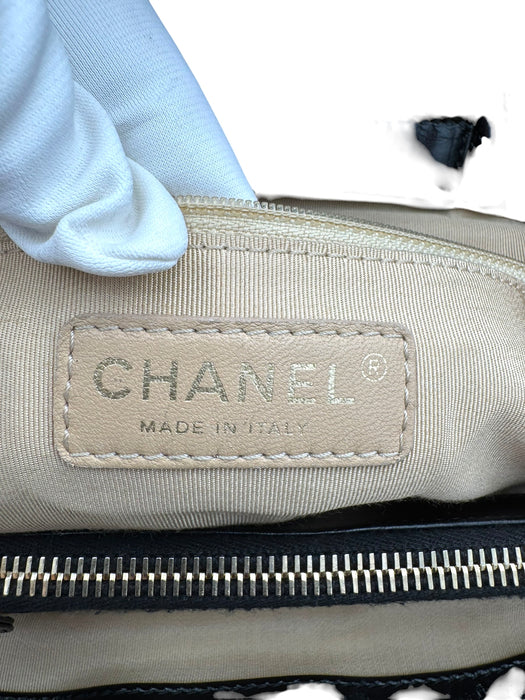 Chanel In The Mix Shopping Tote Beige & Black Quilted Leather Bag