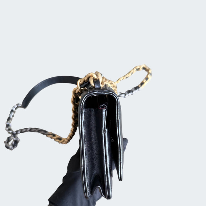 Chanel C19 Wallet on Chain quilted lambskin microchip- Black