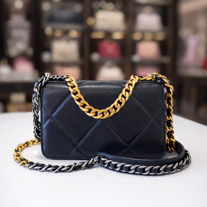 Chanel 19 Wallet on Chain WOC Navy Quilted Leather Crossbody Bag