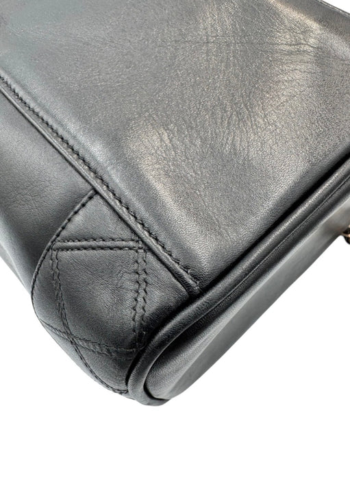 Chanel Vintage Chanel Vanity Bag Black Leather with Chain & Pearl Strap