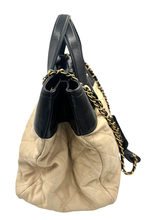 Chanel In The Mix Shopping Tote Beige & Black Quilted Leather Bag