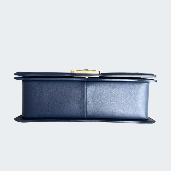 Chanel boy medium lambskin GHW- Blue