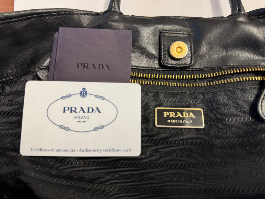 Prada Nappa Leather Fiocco Bow Bag - Black