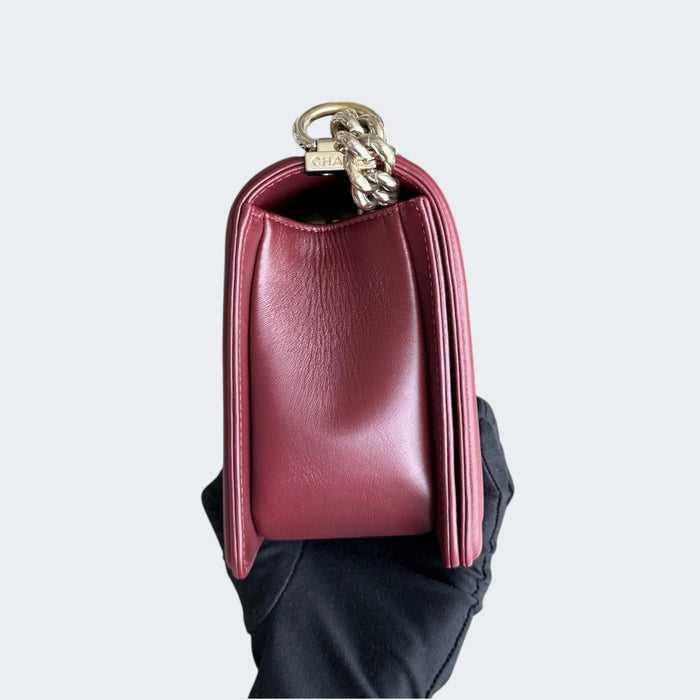Chanel Boy medium quilted lambskin GHW-  Burgundy