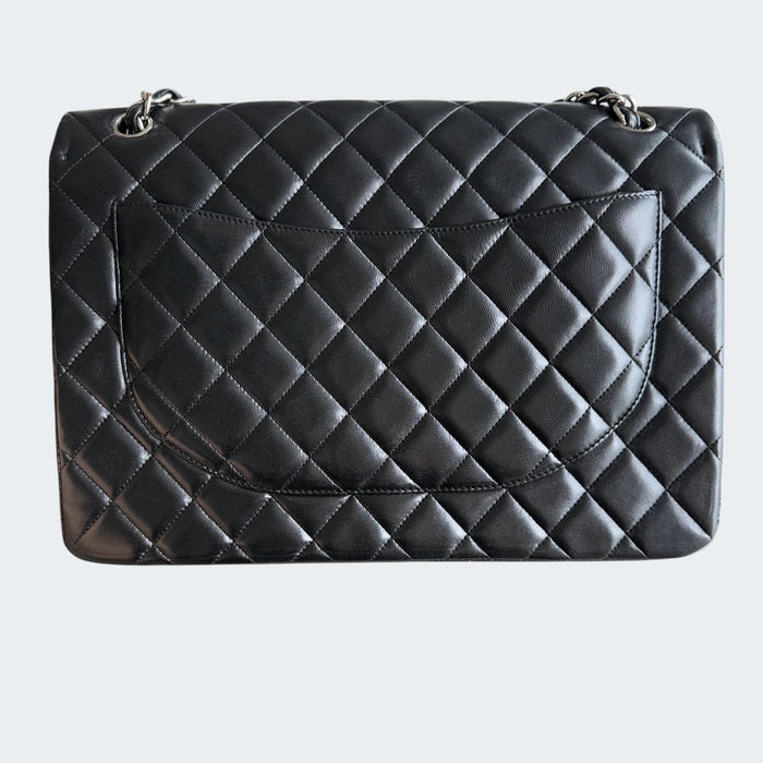 Chanel Classic maxi single flap  lambskin SHW- Black