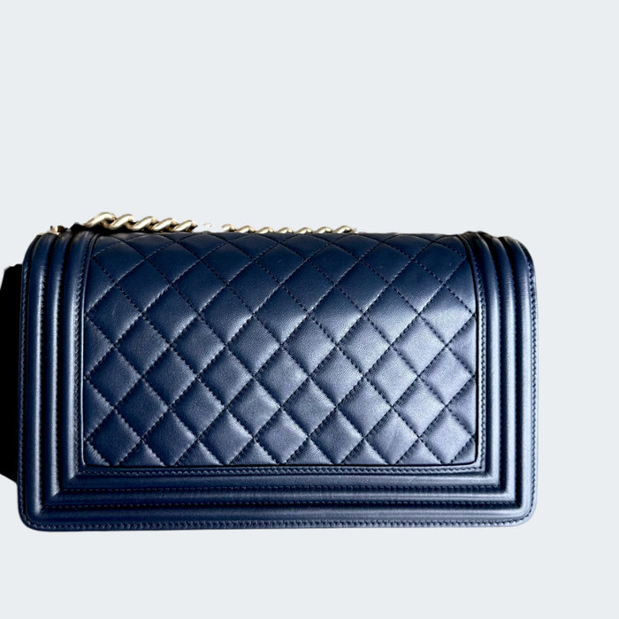 Chanel boy medium lambskin GHW- Blue