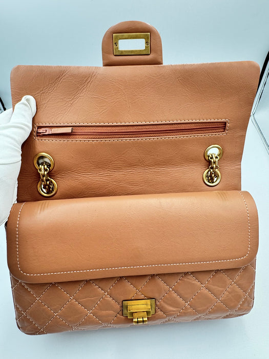 Chanel Reissue 2.55 Terracotta Quilted Leather Double Flap Bag Small | Aged Gold Hardware