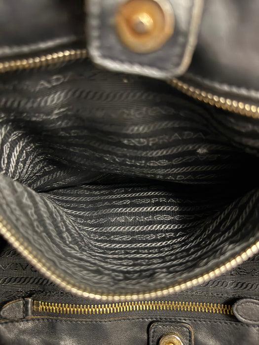 Prada Nappa Leather Fiocco Bow Bag - Black
