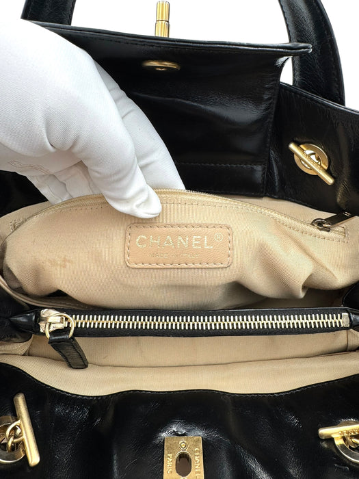 Chanel In The Mix Shopping Tote Beige & Black Quilted Leather Bag