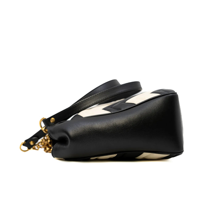 Gucci medium matellase GG Marmont black /white calfskin shoulder bag