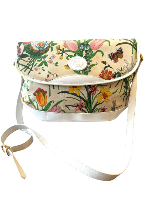 Gucci Flora Canvas Crossbody Bag - Beige