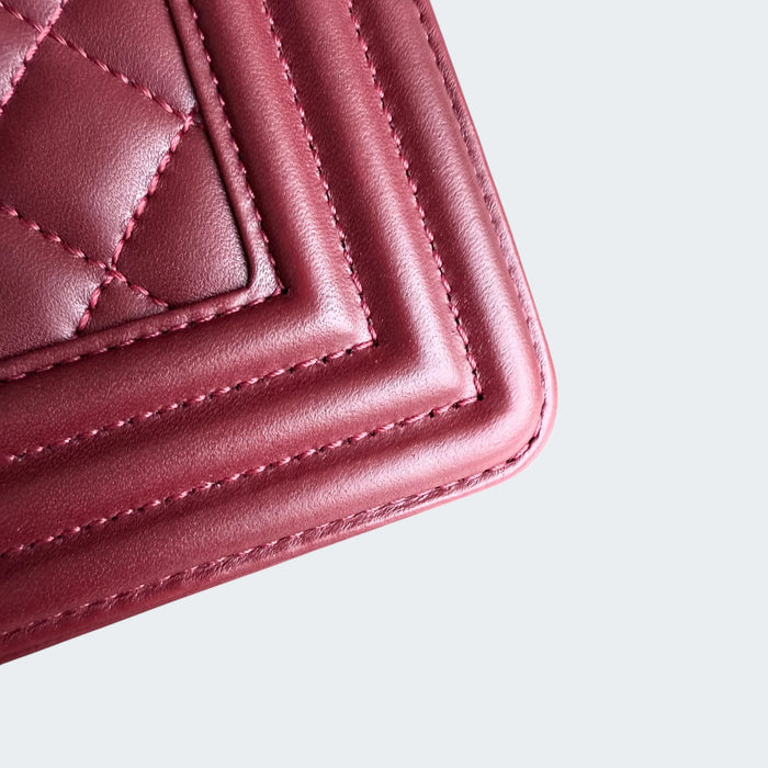 Chanel Boy medium quilted lambskin GHW-  Burgundy