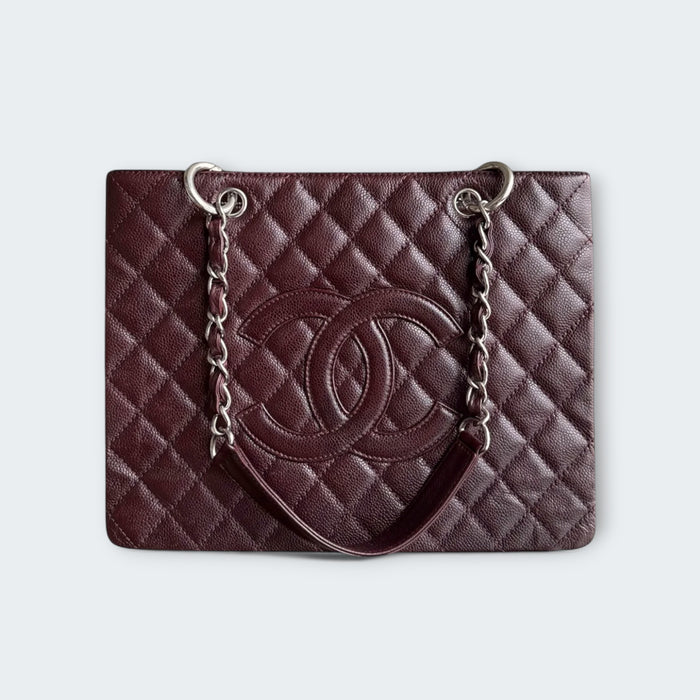Chanel GST Caviar Silver Hardware Grand Shopping Tote- Burgundy