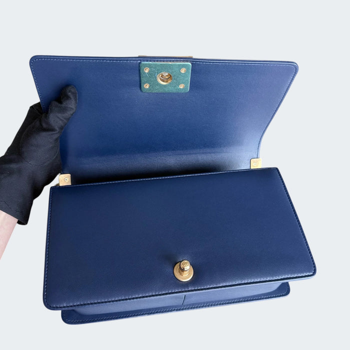 Chanel boy medium lambskin GHW- Blue