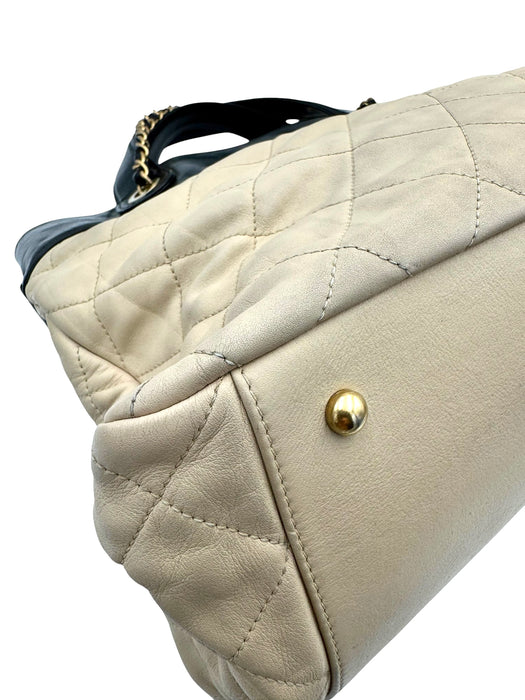 Chanel In The Mix Shopping Tote Beige & Black Quilted Leather Bag