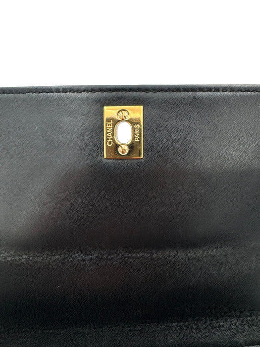 Chanel Vintage Kelly Black Lambskin Top Handle Bag | 24k Gold Plated Hardware