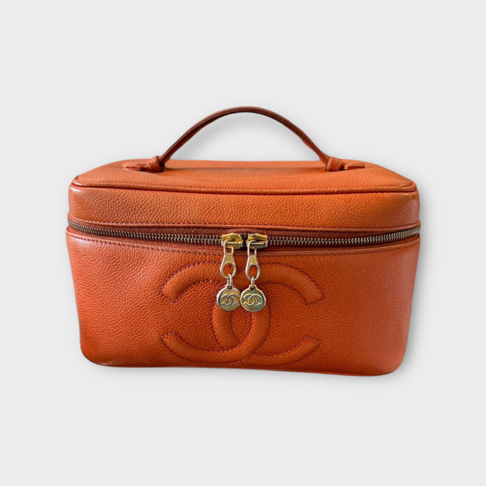 Chanel caviar vanity bag- orange