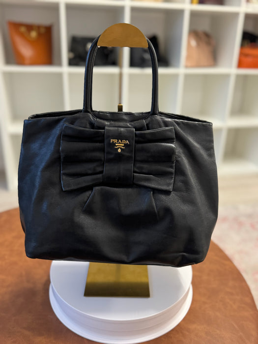 Prada Nappa Leather Fiocco Bow Bag - Black