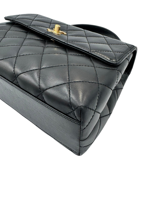 Chanel Vintage Kelly Black Lambskin Top Handle Bag | 24k Gold Plated Hardware