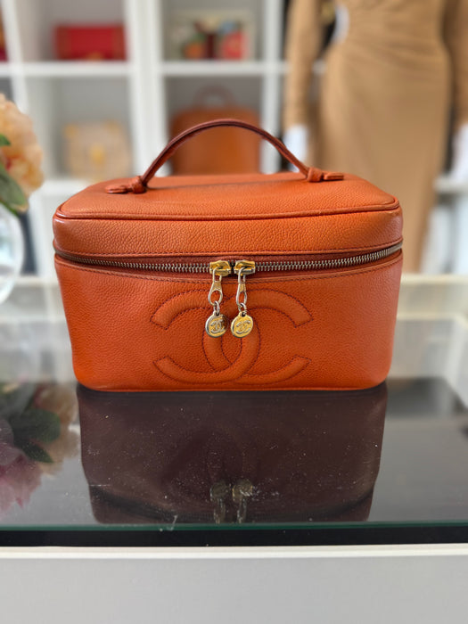 Chanel caviar vanity bag- orange