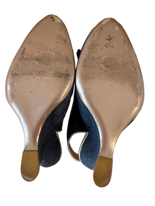 Just Cavalli peep- toe denim wedge- Size 38
