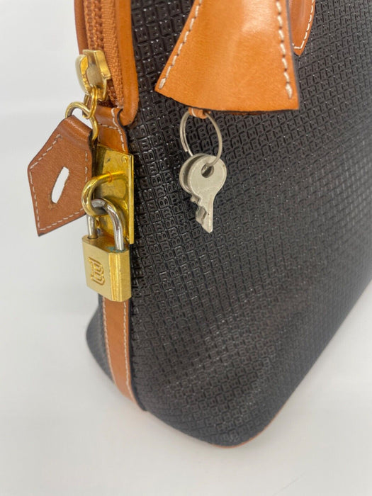 Bally Leather Canvas Handbag - Black