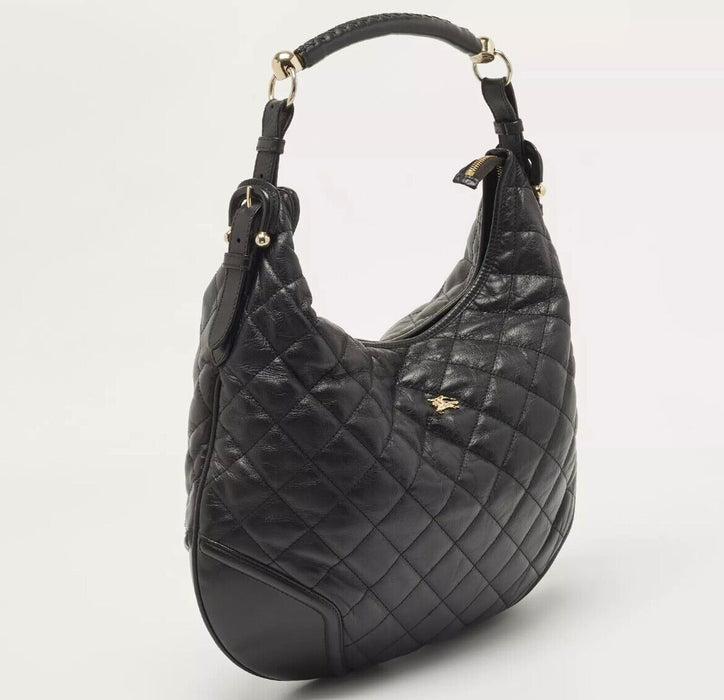 Burberry Quilted Calfskin Leather Hoxton Hobo - Black