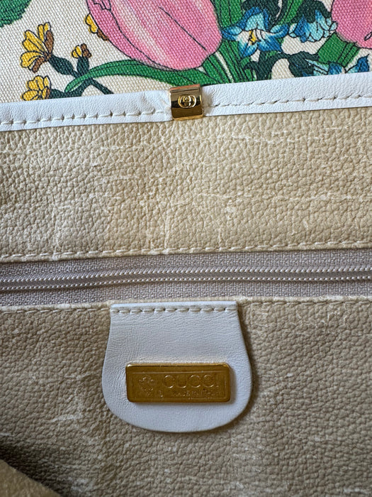 Gucci Flora Canvas Crossbody Bag - Beige