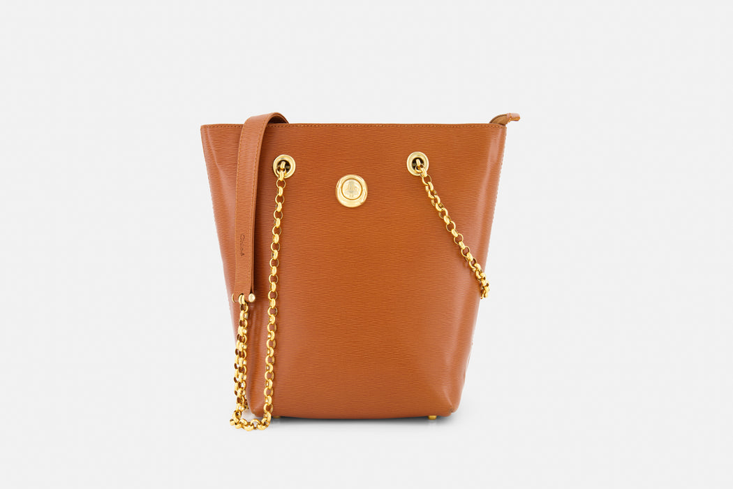 Chloe leather chain shoulder bag- Brown