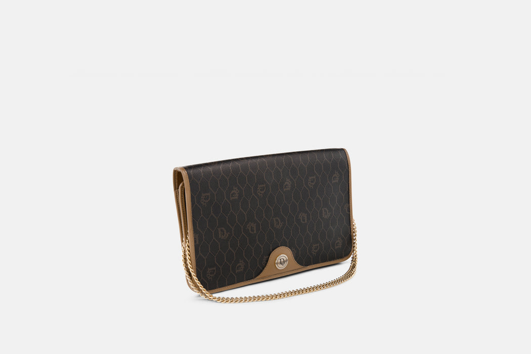 Christian Dior Vintage honeycomb canvas chain bag- Brown