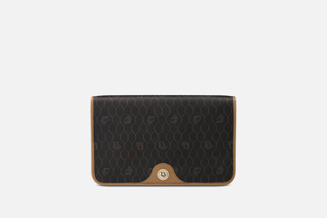 Christian Dior Vintage honeycomb canvas chain bag- Brown