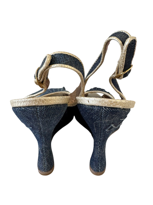 Just Cavalli peep- toe denim wedge- Size 38