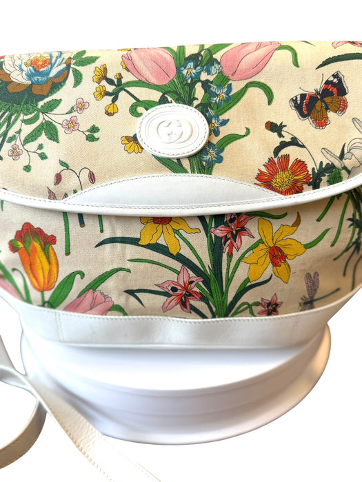 Gucci Flora Canvas Crossbody Bag - Beige