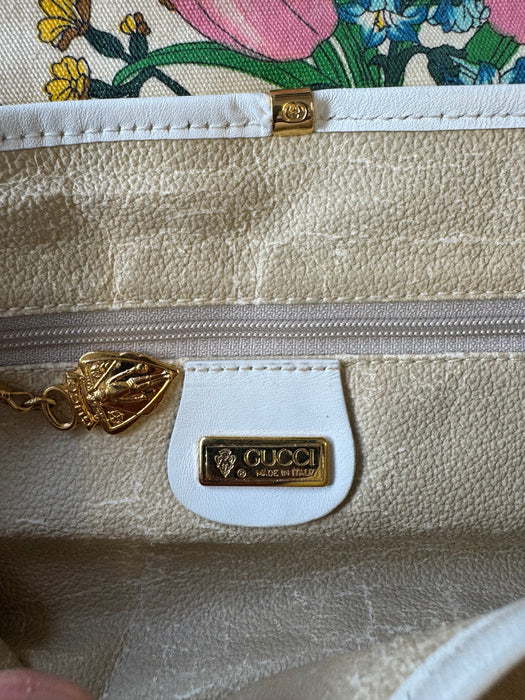 Gucci Flora Canvas Crossbody Bag - Beige