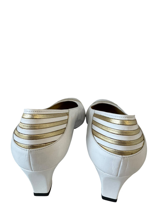 Bally leather classic heels with gold trim- White EU 38