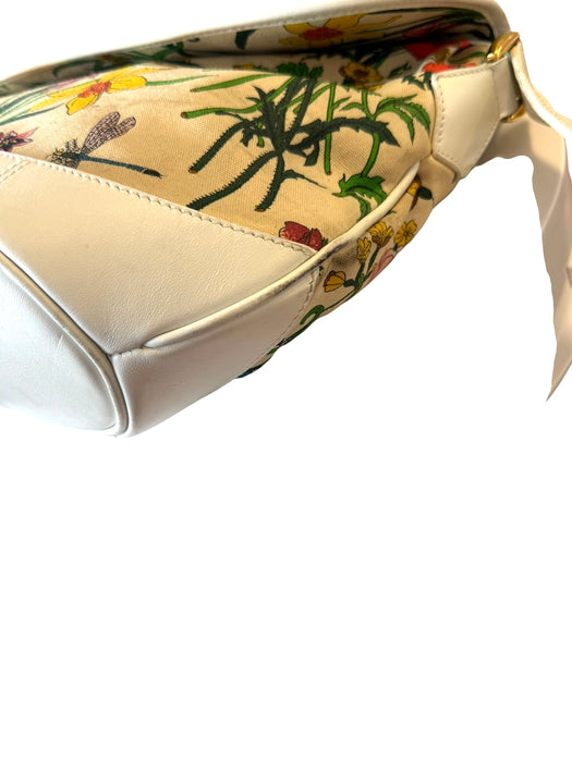 Gucci Flora Canvas Crossbody Bag - Beige