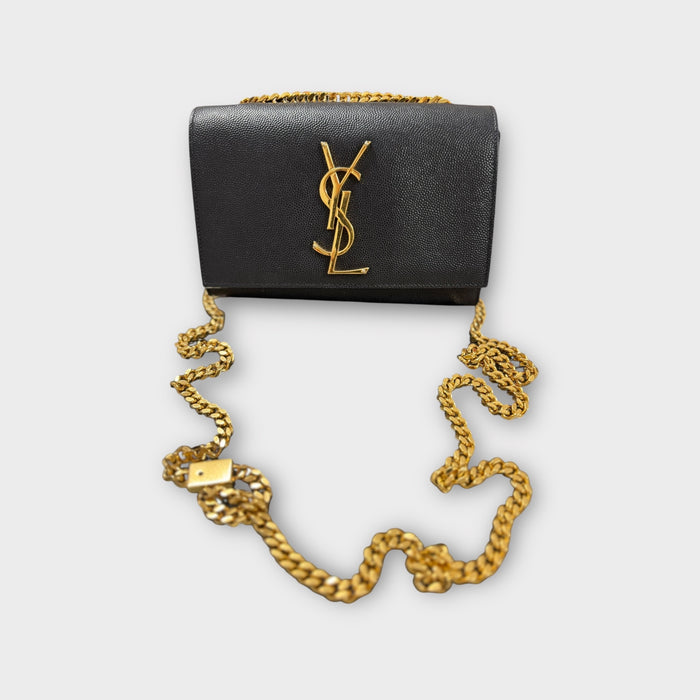 Saint Laurent Kate double chain small shoulder bag- Black